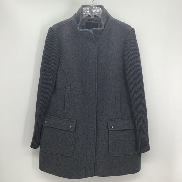 Talbot’s Sweater Sleeve Wool Jacket Coat Classic Winter Warm Gray Size 16W - Picture 1 of 11